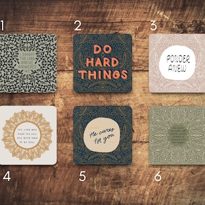 Christian Bible Verse Wooden Coasters - Set of 6 | Choose from 15 Inspirational Designs for Your Home Decor, Religious Holiday Gift Idea