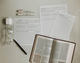 Sermon Notes Worksheet Set: Christian Church Printable (Multi-Format)