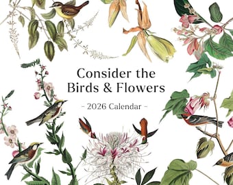 2026 Christian Wall Calendar: Vintage Birds & Flowers, Bible Verse Art