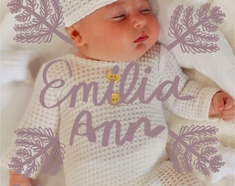 Hand Lettered Baby Birth Announcement: Personalized Stats Sign (Digital)