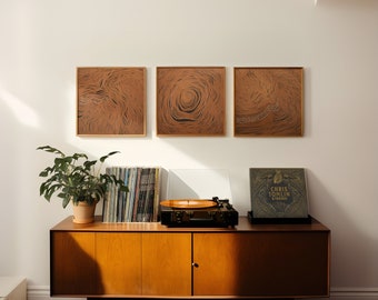 Psalm 1:1-3 'Copper Arboreal' Trio - 12”x12” Original Unframed Artwork, Abstract Art On Paper, Hand-Drawn Bible Artwork, Christian Wall Art