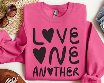 Love One Another Christian Sweatshirt: Pink Crewneck Sweater