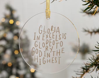 Christian Christmas Acrylic Ornament, Gloria In Excelsis Deo Tree Decor, Religious Holiday Decoration, Xmas Gift, Faithful Ornament,