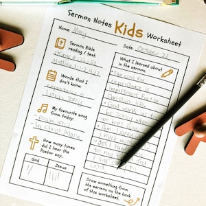 Kids Sermon Notes Worksheet, Sunday School Worksheet For Kids, Christian Homeschool Church Activities, Printable Sermon Notes For Kids