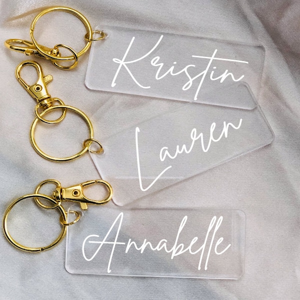 Personalized Keychain | Modern Keychain | Custom Name Keychain Acrylic Keychain | Bridesmaid Gift | Gift for Friend | Trendy Keychain | Gold