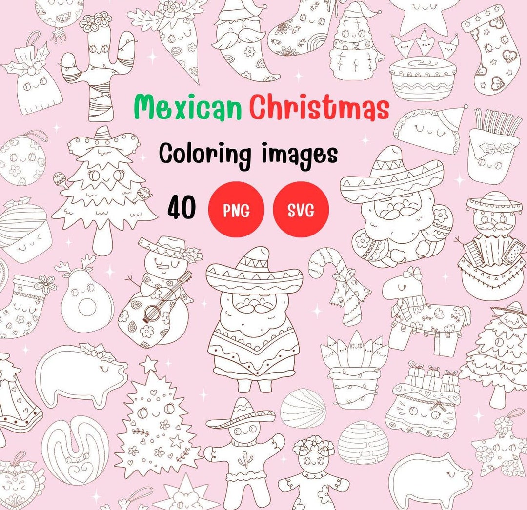 Mexican Christmas Coloring Images, Christmas Doodles, Cute Christmas ...
