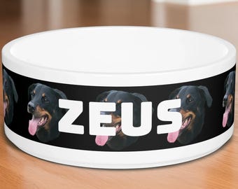 Custom Pet Food Bowl | Upload Your Own Photo | Glazed Ceramic | New Puppy Gift