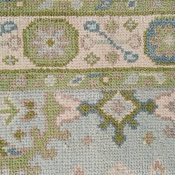 Handmade Green Blue Floral Oushak rug accent rug for living room, Bedroom, home decor rug 5X8,8x10, 9x12, 10x14 Multi size, Area Rugs
