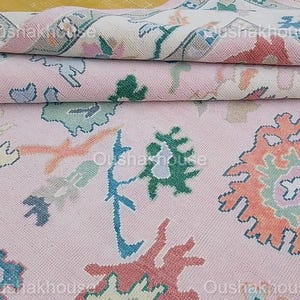 Pinks Oushak Rug, Modern Oushak Rug, Premium Wool Hand Knotted Turkish Inspired Rug, Rug For Bedroom, Living Room, Kids Room, Kitchen