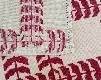 Hand Knotted Wool Oushak Rug: Pink Vintage Style, 8x10