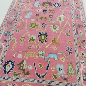 Pink Oushak style Hand Knotted Rug 4x6, 5x8, 6x9, 8x10, 9x12, 10x14 ft Handmade Rugs for Living Room Bedroom - Antique Contemporary Area Rug