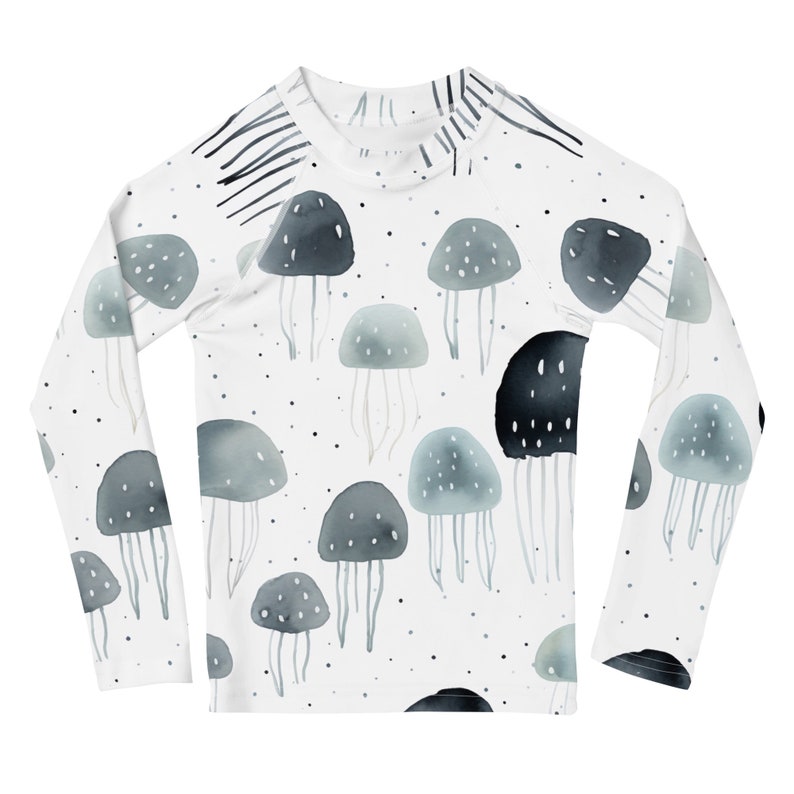 Kids Rash Guard Jellyfish, UPF 50 Sun Protection Swimwear for Boys and