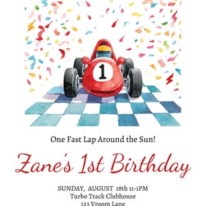 Boys #1 Race Car Birthday Party Editable Invitation, Kids Car Themed Party Template Invite, Boys First Birthday Racing Car, Digital Download