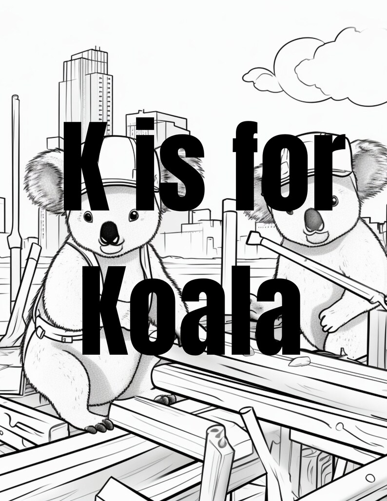Printable Koala Coloring Pages for Kids, Instant Download, Australian