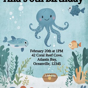 Underwater Birthday Party Editable Invitation, Kids Under the Sea Themed Party Template, Cute Toddler Ocean Bday Invite, Digital Download