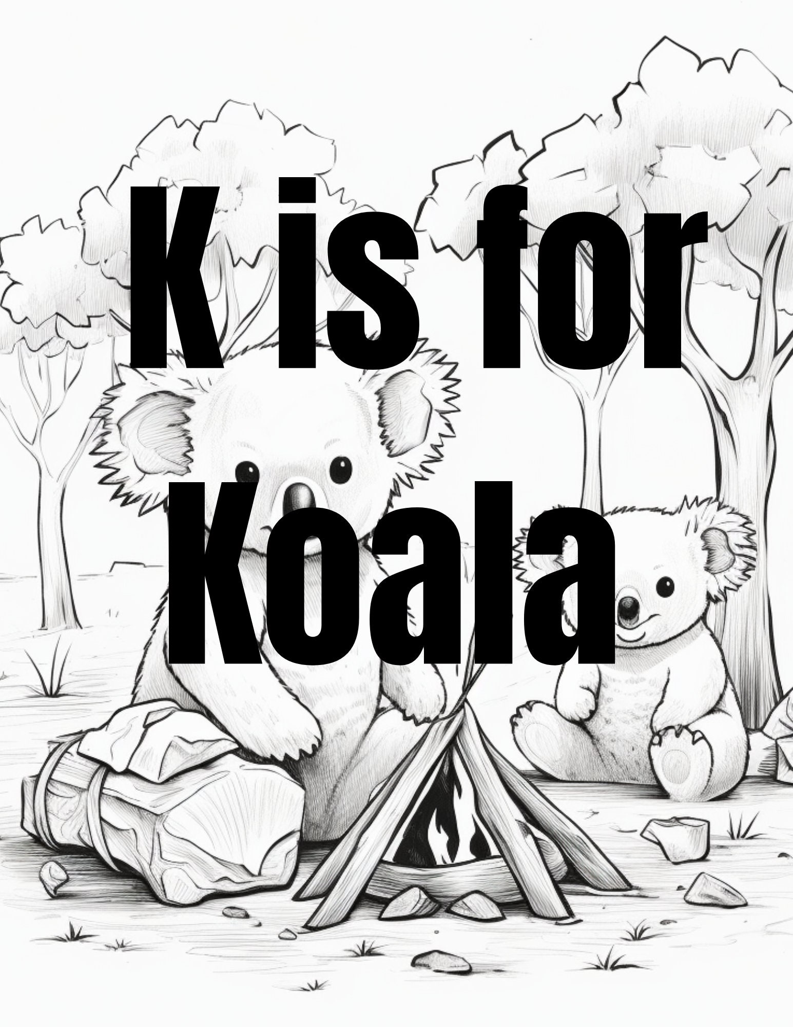 Printable Koala Coloring Pages for Kids, Instant Download, Australian ...