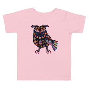 Cute Pink Owl Shirt for Kid, Boho Owl Toddler Tee, Owl Themed Shirt, Wise Owl Kids T-shirt, Boho Bird Top for Toddlers, Girls Cool Owl Gift