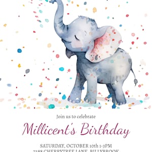 Personalized Elephant 1st Birthday Party Invitations - Set Of 10, Customizable With Photo