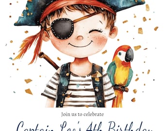Cute Pirate Birthday Party Invitation for Boys | Editable Pirate Adventure Invite | DIY Digital Download | Kids Pirate Theme Party Evite