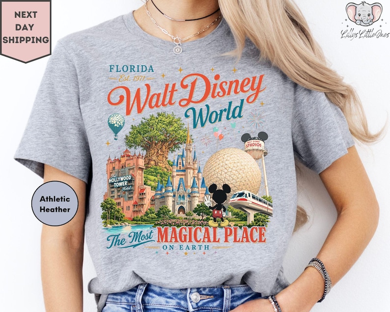 Walt Disney World Shirt, Vintage Magic Kingdom Epcot Hollywood Studios Animal Kingdom Shirt, Family Vacation Matching Disneyworld Tee imagem 1