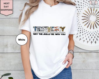 Camiseta de Disney Star Wars, camiseta de Star Wars, camiseta de examen, camiseta del día del examen, camiseta del día del examen escolar, camiseta de examen, camiseta del profesor