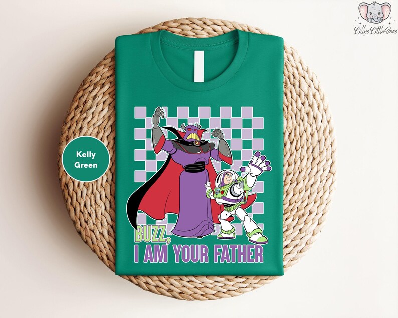 a green t - shirt with a picture of cartoon characters on it