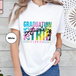 Custom Graduation Family Trip Shirts, 2025 Personalized Graduate Vacation Matching T-Shirts, Beach Summer Vacay Tees Group T-Shirts Grad