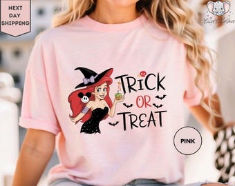 Halloween Ariel Shirt, Trick or Treat Shirt, Halloween Ariel Mermaid Shirt, Princess Halloween Shirt, Halloween Disney Shirt, Halloween Tee