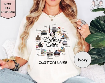 Comfort Colors Personalized Mickey and Friends Epcot Birthday shirt, Disney Epcot shirt, Birthday Squad, Epcot World Tour