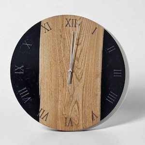 14-Inch Live Edge Wood Clock with Purple Epoxy | Handmade Rustic Wall Clock | Modern Natural Home Décor Gift