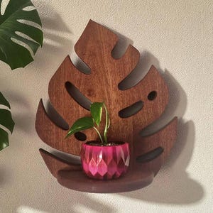 Monstera Leaf Shelf – Boho Wall Decor, Tropical Wood Shelf, Plant Lover Gift