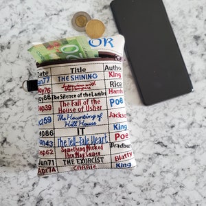 Bolsa con cremallera para tarjeta de biblioteca bordada, Terror, Ciencia ficción, Reino, Libros prohibidos, Clásicos