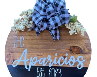Personalized wooden door sign