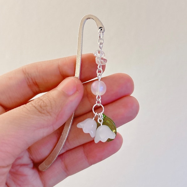 Lily of the Valley Beaded Bookmark with Glasswork Beads