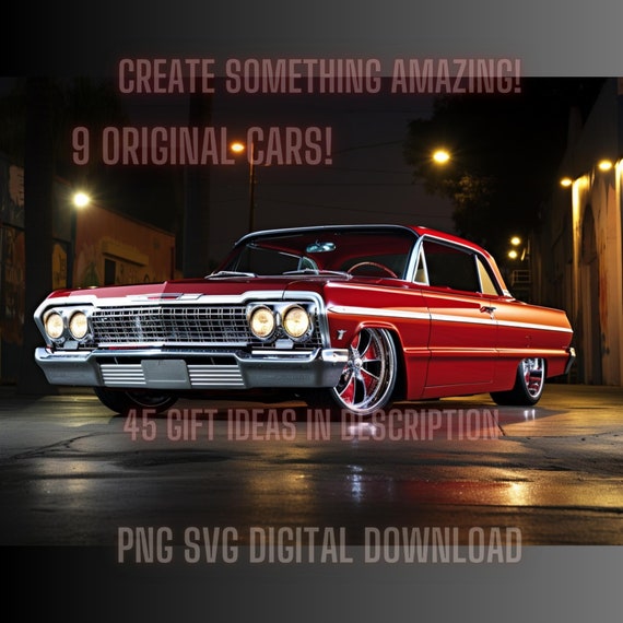 ブルーバードナイト ローライダー チカーノchicano lowrider Vintage Red 64 Impala Lowrider PNG Bundle, Chicano Lowrider