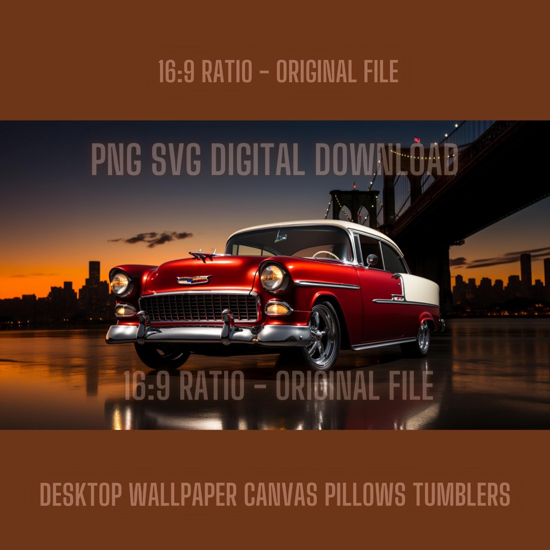 Red and White 55 Chevy Bel Air PNG 5 Aspect Ratio Bundle is Perfect for