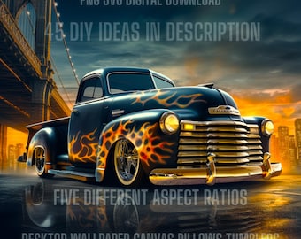Chevy 3100 Lowrider Truck PNG Bundle, Tumbler/Wall Art (Digital Download)