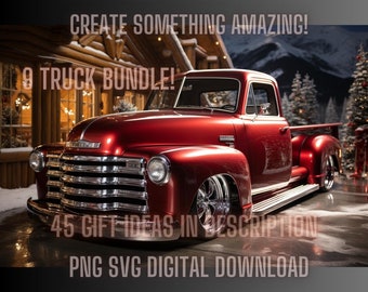 Christmas '48 Chevy C10 Lowrider PNG Bundle (Digital Download)