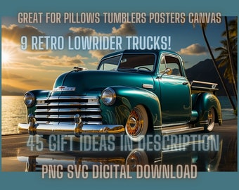 Chevy 3100 Lowrider PNG Bundle, Vintage Truck Art (Digital Download)