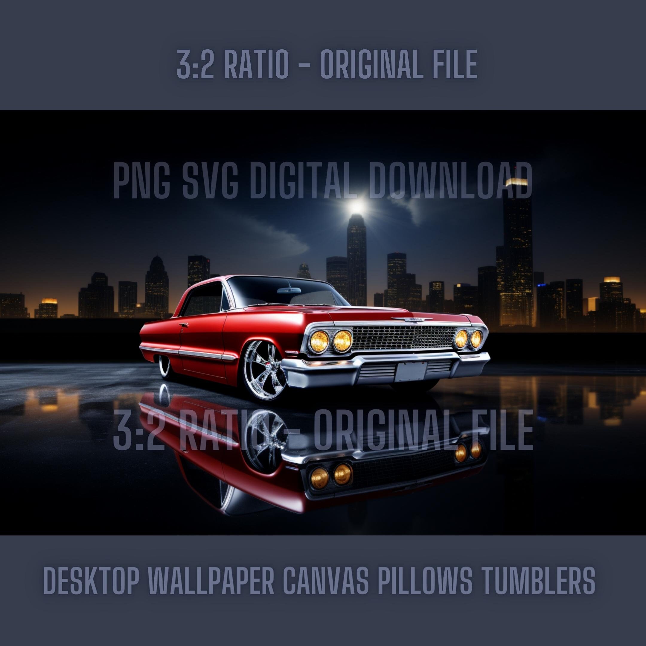 ブルーバードナイト ローライダー チカーノchicano lowrider Teal Gold 64 Impala Lowrider Cityscape PNG, 5 Aspect Ratio