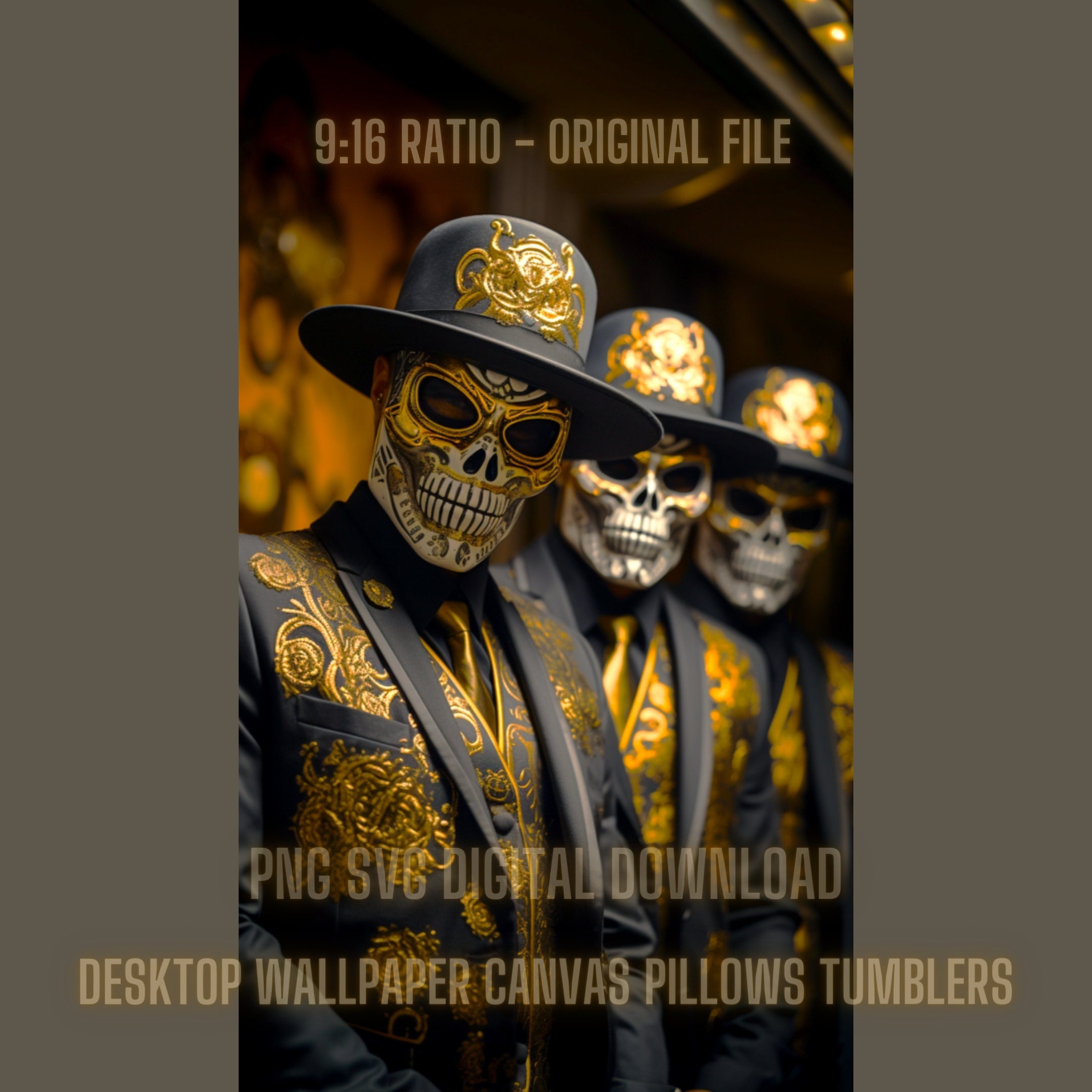 Calavera Skull Chicano PNG 5 Aspect Ratio Bundle, Chicano Dia De Los