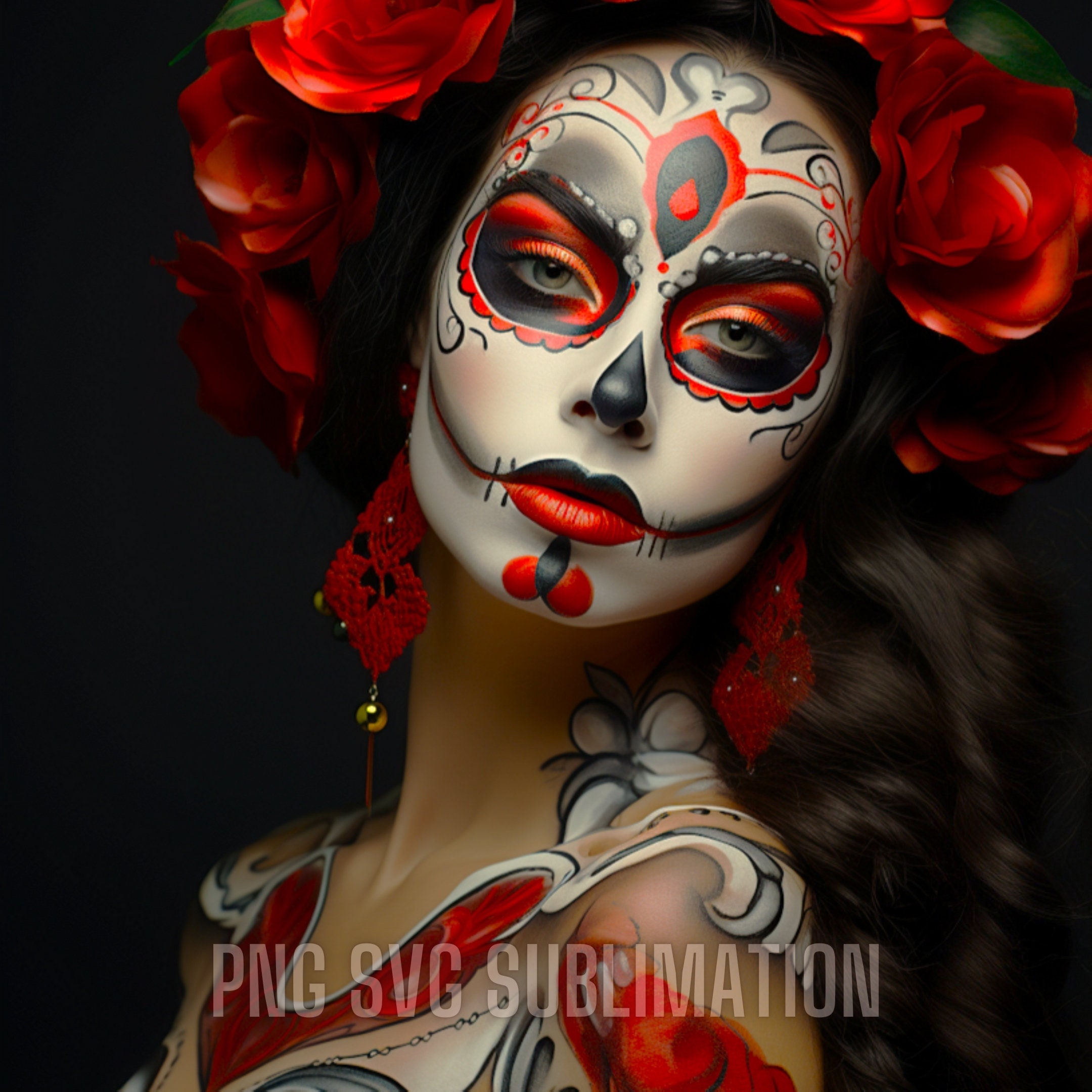 Calavera Catrina Chicana PNG 5 Aspect Ratio Bundle, Chicana Dia de Los Muertos Sublimation PNG, DIY Chicana Sugar Skulls Canvas Art