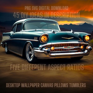 This Custom Nightfall 57 Chevy PNG Bundle comes with 5 different aspect ratios make the best sublimation, desktop wallpaper, tumbler wraps