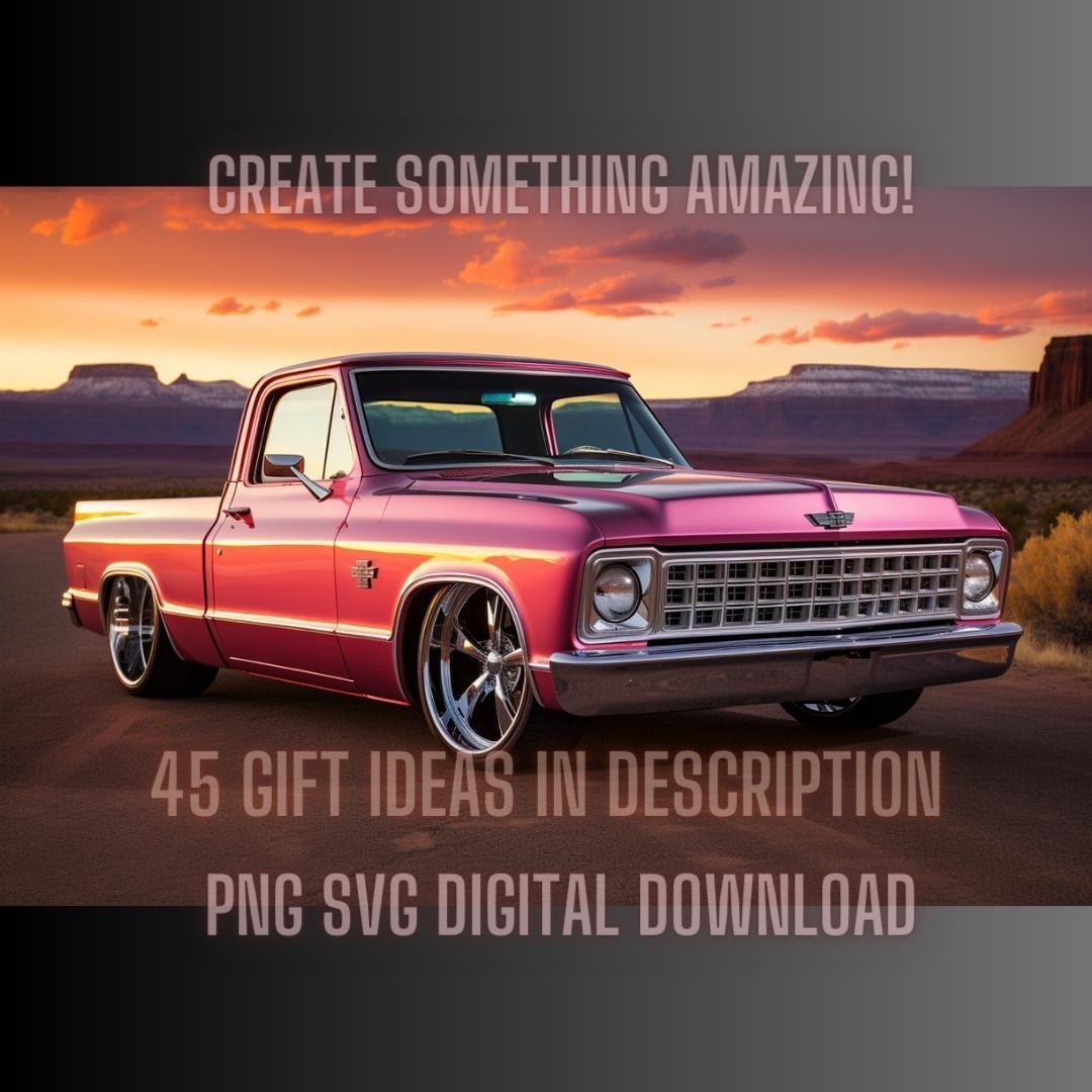 ピンクの 68 シボレー C10 ピックアップ PNG バンドル、カスタム