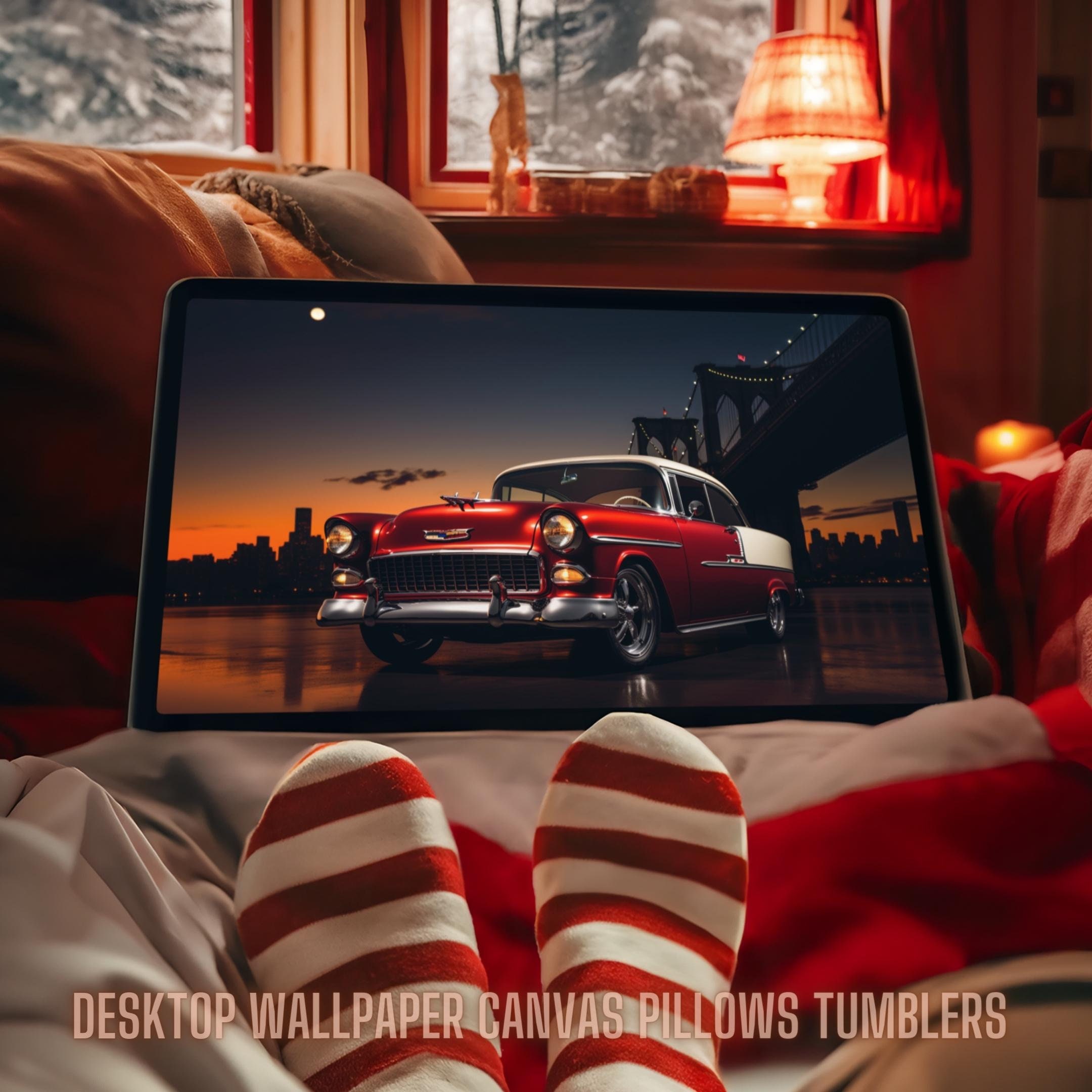 Red and White 55 Chevy Bel Air PNG 5 Aspect Ratio Bundle is Perfect for