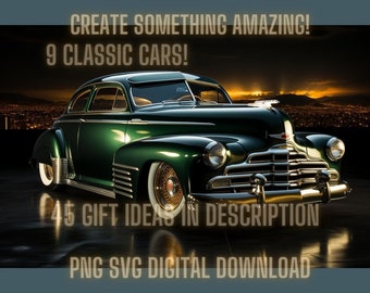 Classic 48 Chevy Fleetmaster PNG Bundle, Lowrider Car Print (Digital Download)