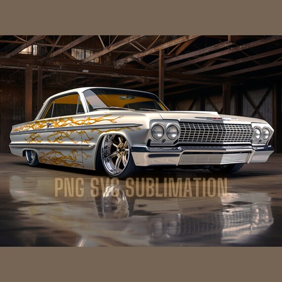 ホワイト 64 インパラ ローライダー PNG バンドル、チカーノ