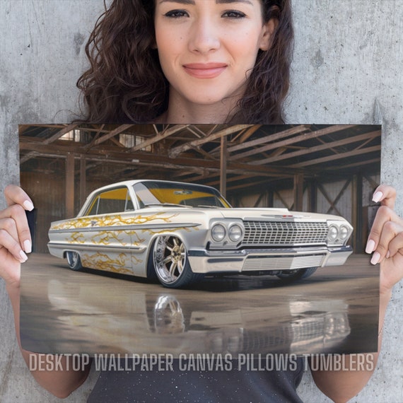 ホワイト 64 インパラ ローライダー PNG バンドル、チカーノ