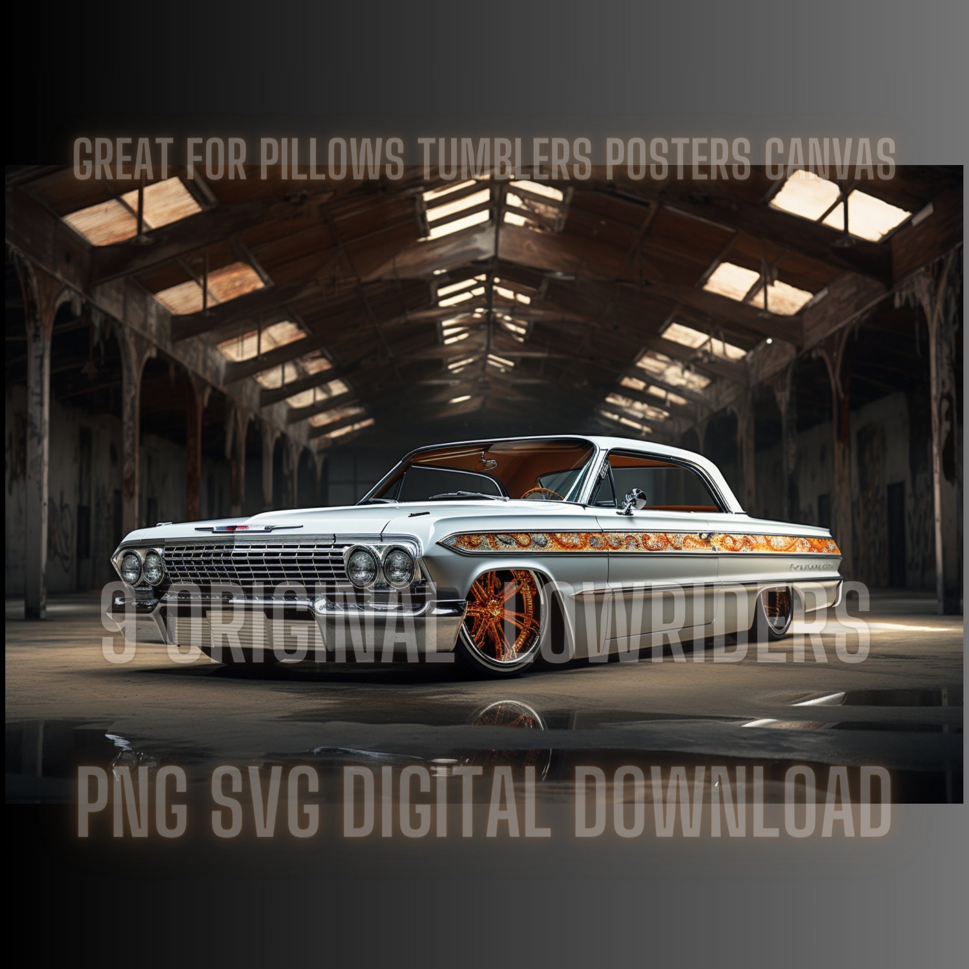 Lowrider 64 Impala PNG SVG Bundle, Man Cave Art (digital Download