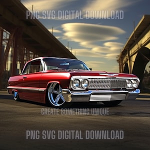 Vintage 64 Impala Lowrider PNG Bundle, Vintage Lowrider Wall Art Png, Vintage Chevy Png, Lowrider Poster Print File. 9 Lowrider Bundle!
